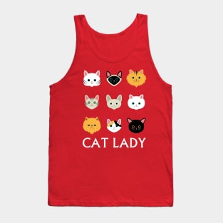 Cat Lady - Cat Faces Cute Girls Womens Shirt Tank Top